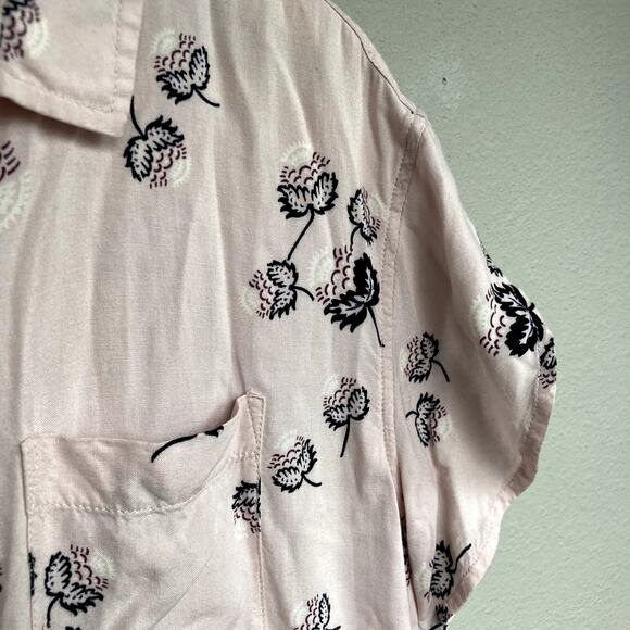 Pendleton Printed Short Sleeve Button Front Blouse - Blush Plum Black - Small - Picture 11 of 12